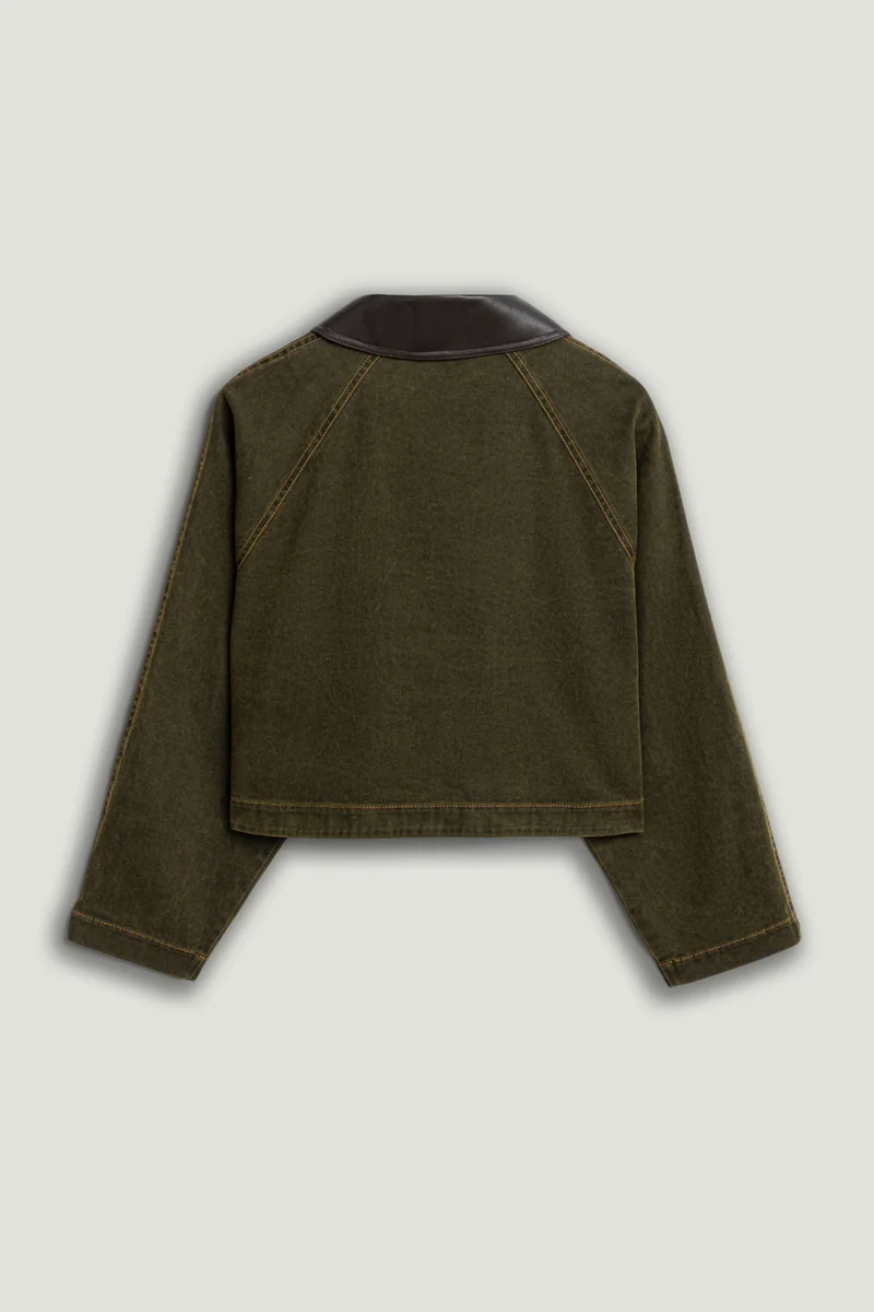 Nocturne  Contrast Collar Utility Cropped Jacket for Women | Best Price UAE