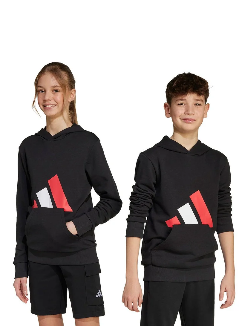 اديداس سويت شيرت بغطاء رأس للأطفال      أسود