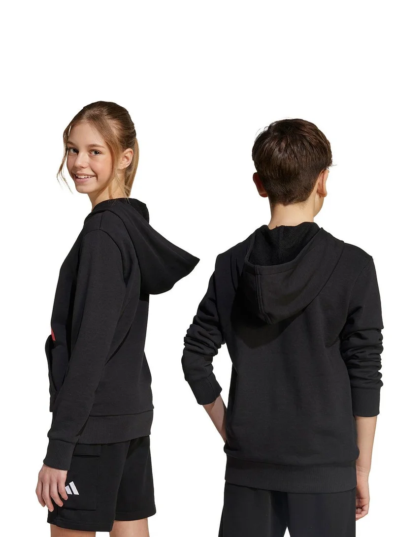 اديداس سويت شيرت بغطاء رأس للأطفال      أسود