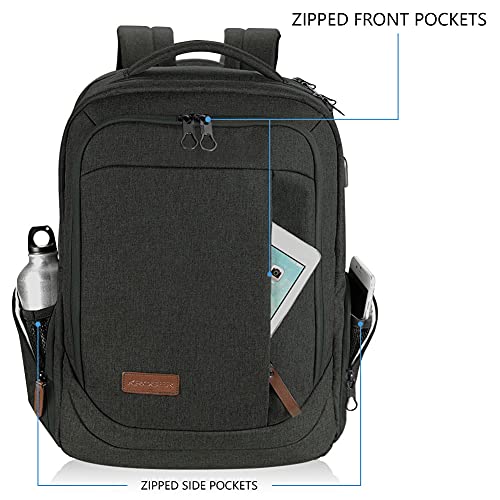 KROSER Laptop Backpack Large Computer Backpack Fits up to 173 Inch Laptop with USB Charging Port WaterRepellent Travel Backpack Casual Daypack for BusinessCollegeWomenMenCharcoal Black - Image 3