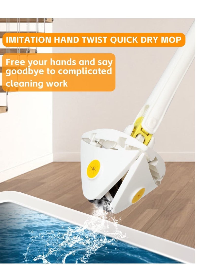 Multifunctional Extendable Triangle Mop 360 Rotatable Adjustable Wet And Dry Use Strong Water Absorption Extendable Triangle Cleaning Mop Imitation Hand Twist Quick Dry Mop