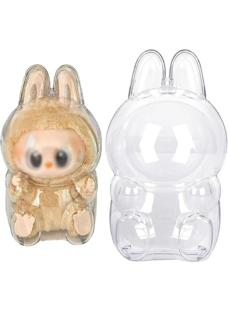 Protective Case for Labubu Sitting Figure-Clear Collector Storage Box,Acrylic Hard Case Cover For Pop Mart Monster Product Sittings Series,Dustproof Portable Hanging Case (Sitting) - Image 1