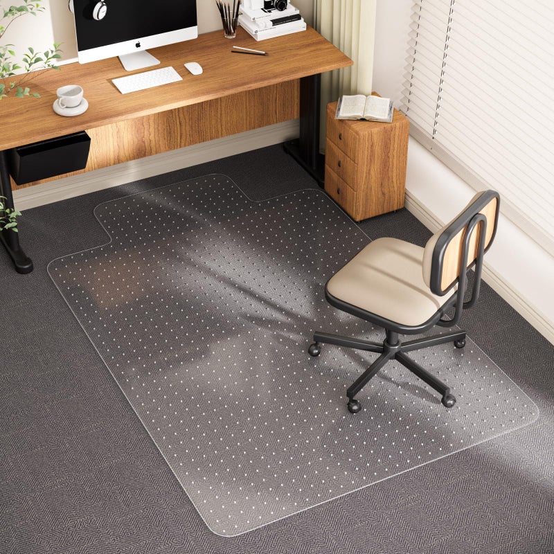 KIOORE Office Chair Mat for Carpet with Lip, 48" x 72" Clear Plastic Heavy Duty Desk Floor Protector, Low Pile Carpet Saver Mat for Rolling Chairs, Smooth Glide Computer Chair Mat for Office or Home - Image 1