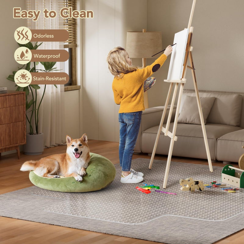KIOORE Office Chair Mat for Carpet with Lip, 48" x 72" Clear Plastic Heavy Duty Desk Floor Protector, Low Pile Carpet Saver Mat for Rolling Chairs, Smooth Glide Computer Chair Mat for Office or Home - Image 5