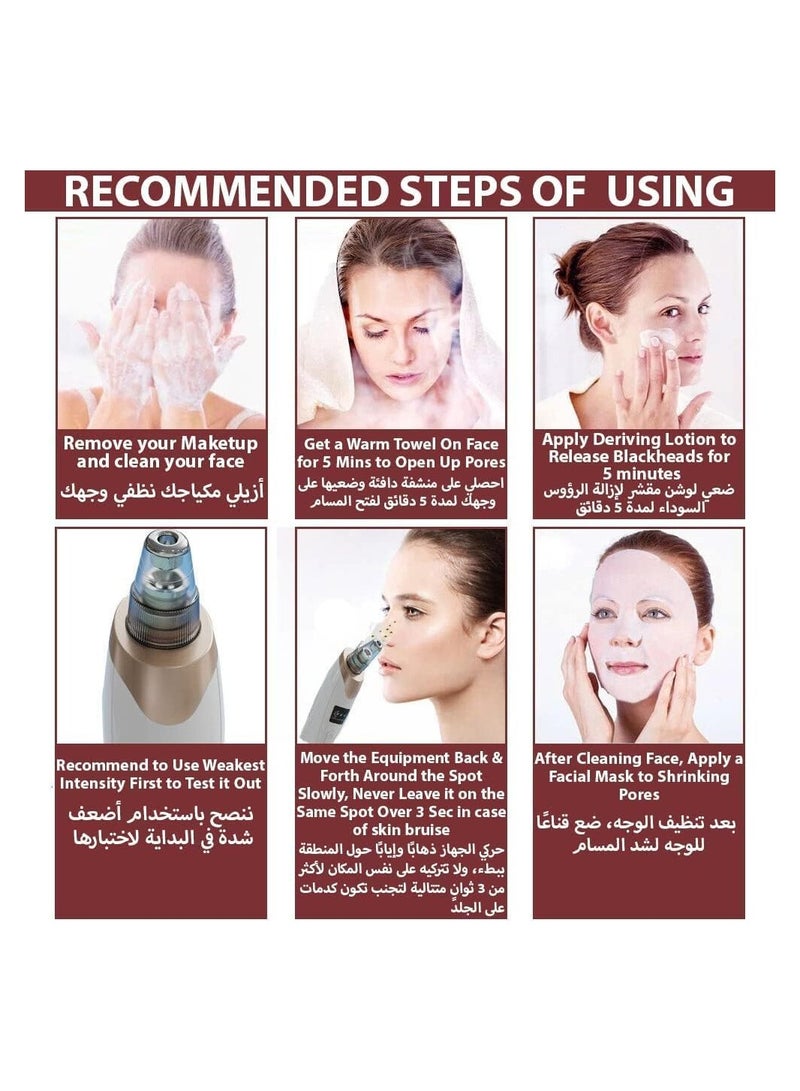 RATSAW Blackhead Remover Pore Vacuum Electric Facial Suction Cleaner USB Rechargeable Acne Comedone Whitehead Extractor LED Display Upgraded Blue Light with 4 Replaceable Probes for Women and Men - Image 3