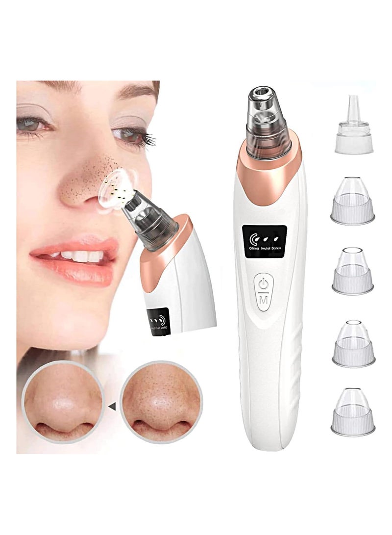RATSAW Blackhead Remover Pore Vacuum Electric Facial Suction Cleaner USB Rechargeable Acne Comedone Whitehead Extractor LED Display Upgraded Blue Light with 4 Replaceable Probes for Women and Men - Image 1