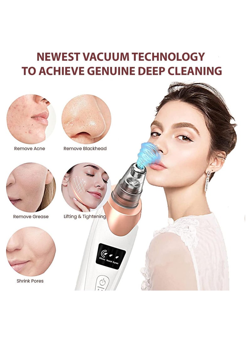 RATSAW Blackhead Remover Pore Vacuum Electric Facial Suction Cleaner USB Rechargeable Acne Comedone Whitehead Extractor LED Display Upgraded Blue Light with 4 Replaceable Probes for Women and Men - Image 2