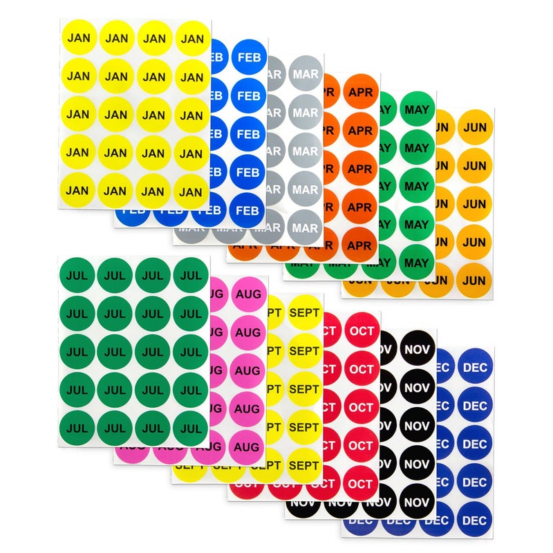 OfficeSmartLabels 3600 Labels - 12 Months of The Year Labels - Color Coding Dot, Round, Self Adhesive Stickers (1 inch/Circle Dot Stickers / 300 Stickers per Month) - Image 1