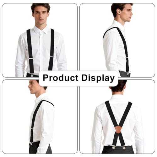 GUSTAVE® Suspenders for Men, 2 inch/5cm Adjustable Suspenders Belt for Man Classic X Back Elastic Braces Straps with Leather Patch & Strong Clips, for Pants, Jeans & Formal Wear - Image 4