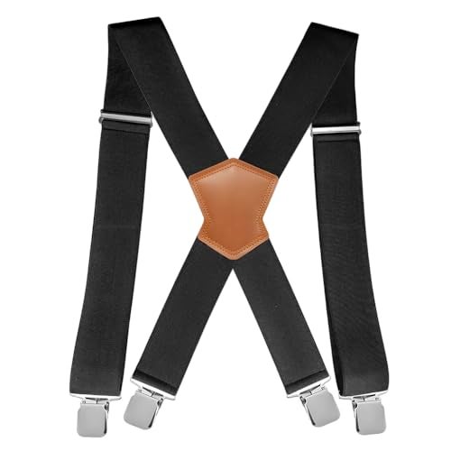 GUSTAVE® Suspenders for Men, 2 inch/5cm Adjustable Suspenders Belt for Man Classic X Back Elastic Braces Straps with Leather Patch & Strong Clips, for Pants, Jeans & Formal Wear - Image 1