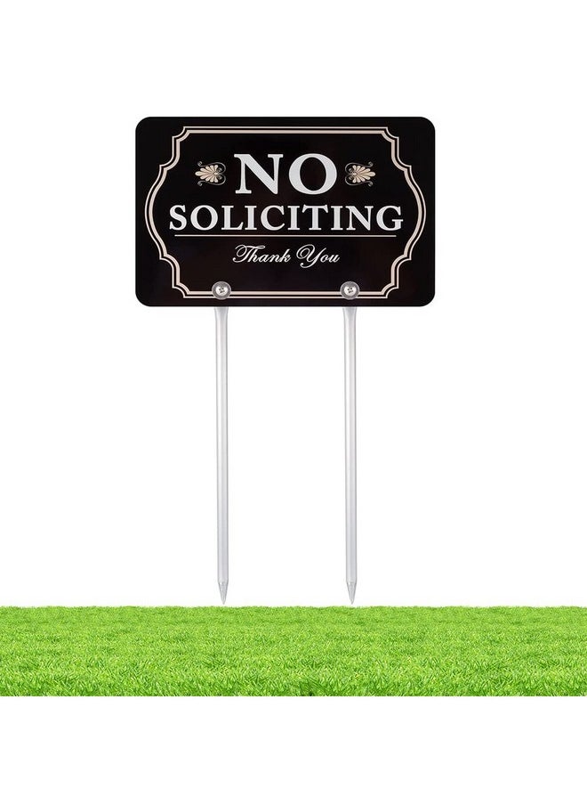 Kichwit No Soliciting Sign For House, No Soliciting Yard Sign, 12" X 8", 14" Long Metal Stakes Included  - Image 1