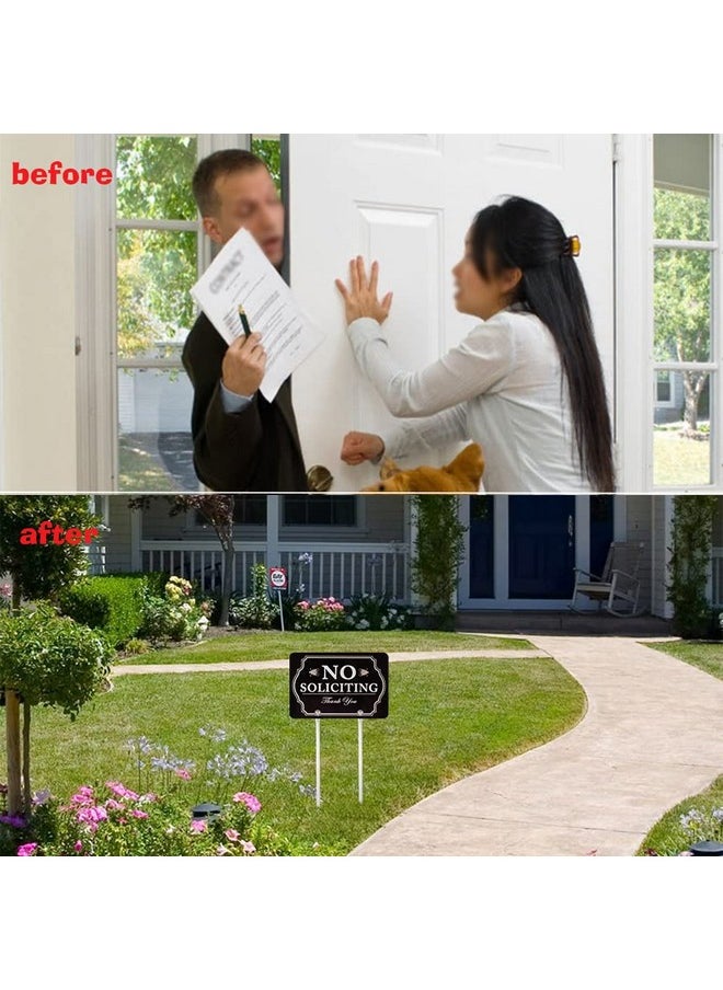 Kichwit No Soliciting Sign For House, No Soliciting Yard Sign, 12" X 8", 14" Long Metal Stakes Included  - Image 2