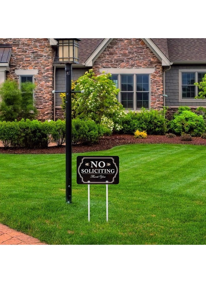 Kichwit No Soliciting Sign For House, No Soliciting Yard Sign, 12" X 8", 14" Long Metal Stakes Included  - Image 3