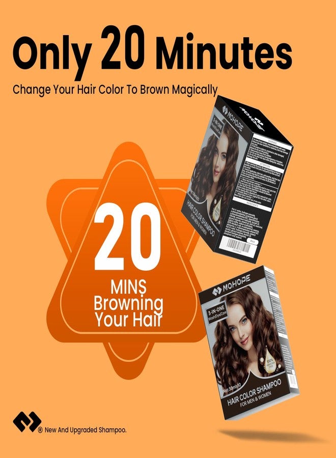 MOHOPE Dark Brown Shampoo for Grey Hair 30ml x 10Pcs | Revolutionary Instant Hair Dye | Semi Permanent Magically Only 20 Minutes Last 30 Days | Safe Natural Ingredients - Image 5