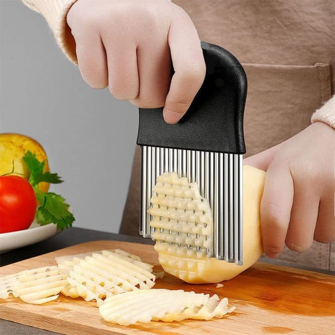 LARGE CRINKLE CUTTER FRENCH FRY SLICER POTATO KNIFE CUTTER FRUIT VEGETABLE WAVY CHOPPER KNIFE STAINLESS STEEL BLADE CUTTING TOOL 1 PACK