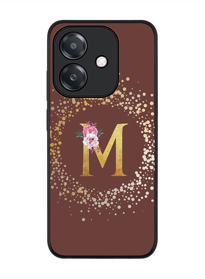 Stylizedd For Oppo A5i Case,Slim fit Camera Protection, Shockproof Thin Phone cover  - Custom Monogram Floral - M  (Brown )