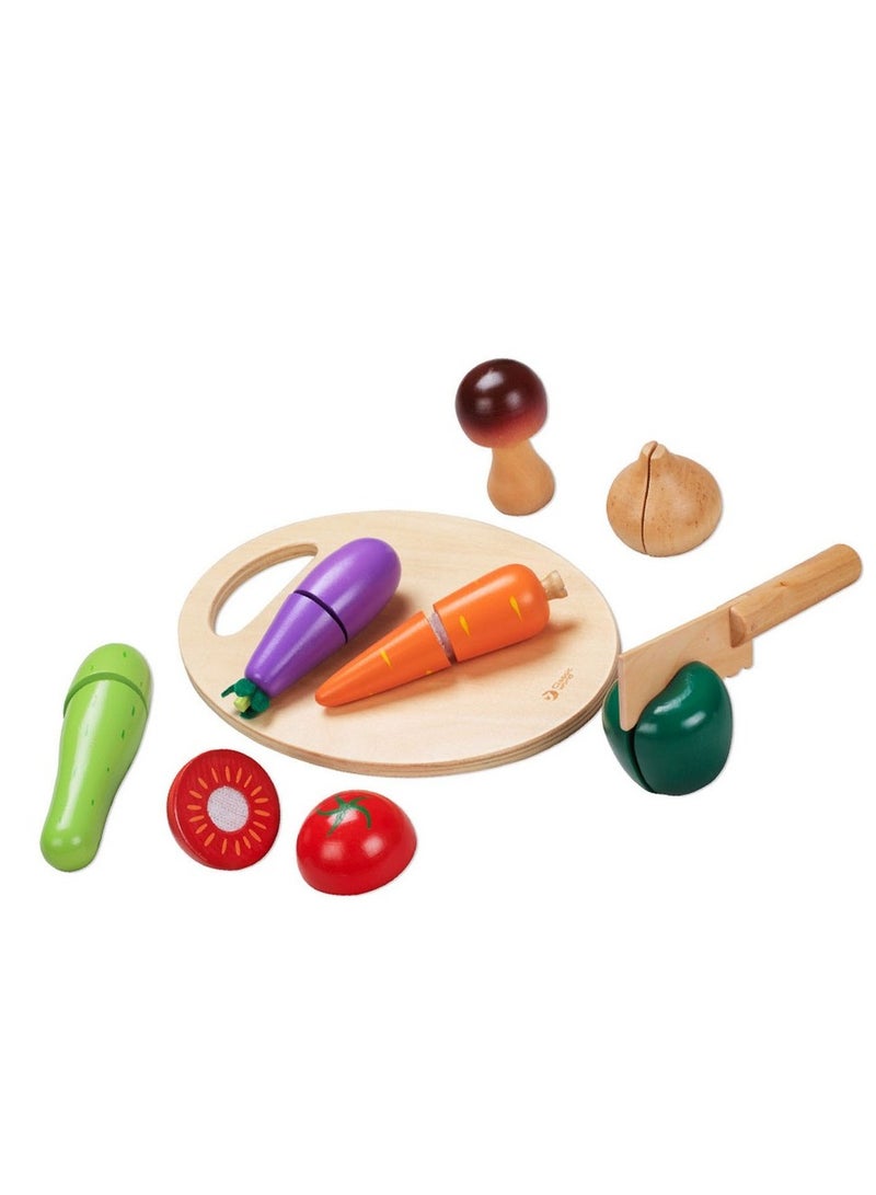 Classic World Cutting Vegetable Set - Wooden Pretend Play Food Toy for Kids, Role-Playing, Cutting and Slicing, Gift for Children, Play Food Set - Image 3