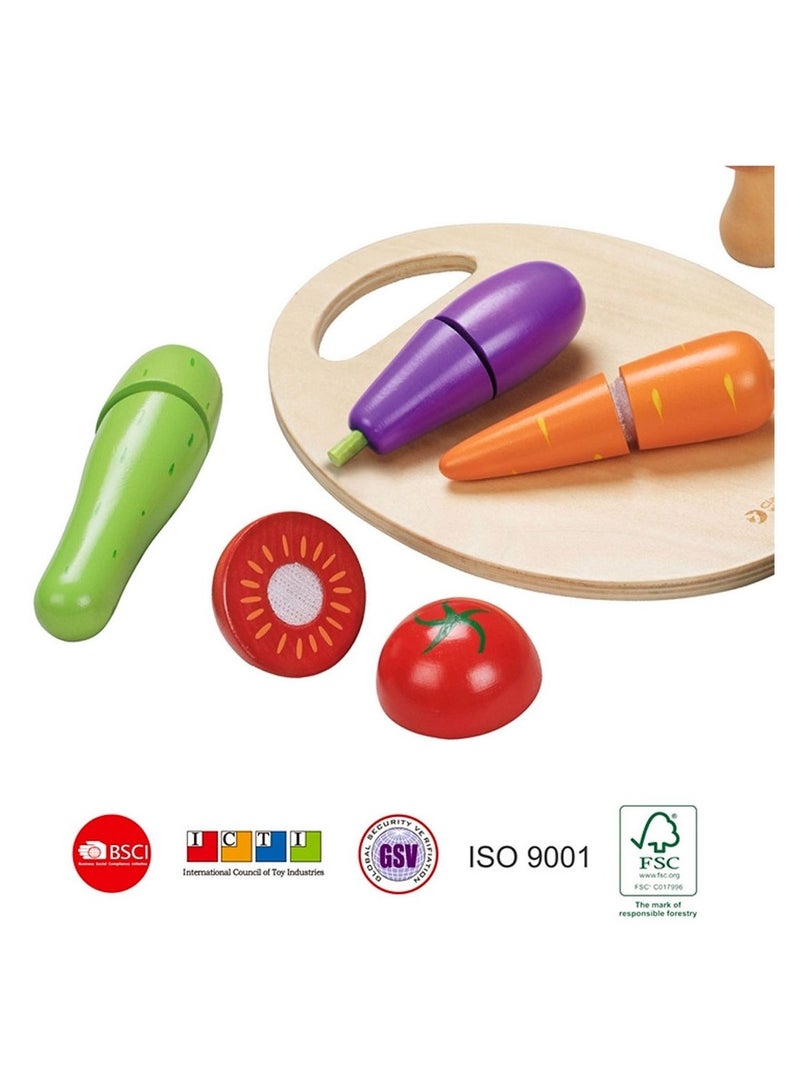 Classic World Cutting Vegetable Set - Wooden Pretend Play Food Toy for Kids, Role-Playing, Cutting and Slicing, Gift for Children, Play Food Set - Image 5