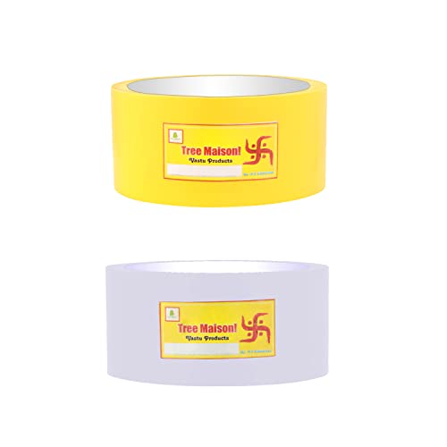 TREE MAISON CORONATING HOMES Vastu Yellow - White Tape | Size - 2 Inch (48 mm) Approx | Length- 20 Meter (Approx) | Vastu Tape Remedy for Toilet | Vastu Tape for Main Door Entrance | Pack of 2 - Image 1