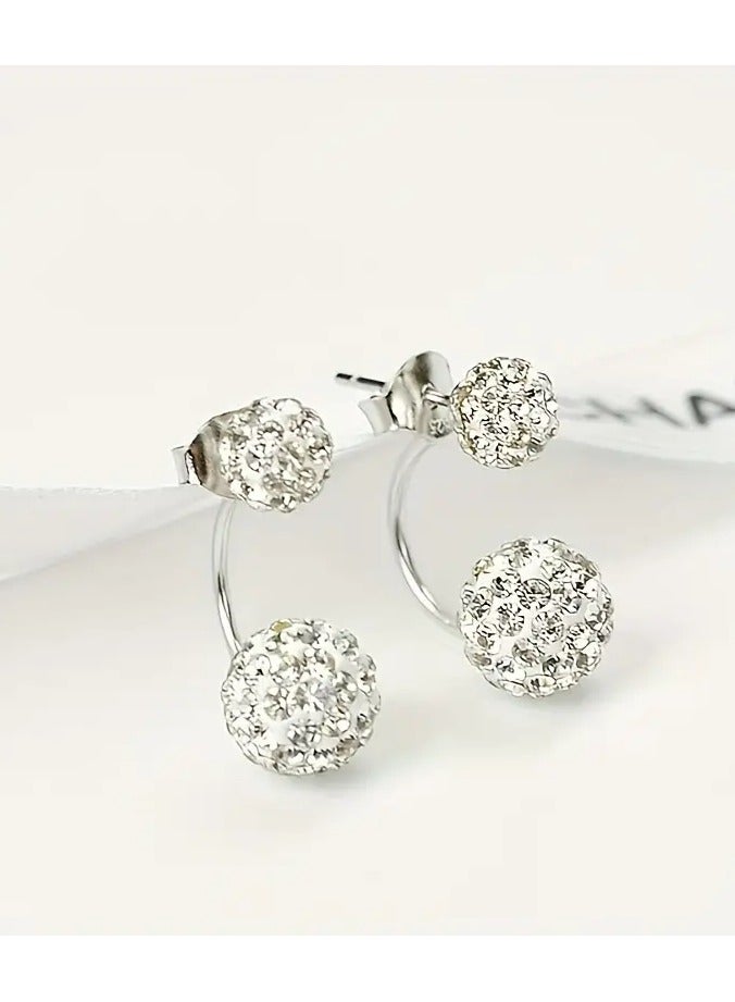 Home Clearance Sale Elegant Double Ball Sparkle Stud Earrings - Fashionable Double Ball Sparkle Earrings, The First Choice For Women's Daily And Holiday Wear  - Image 2