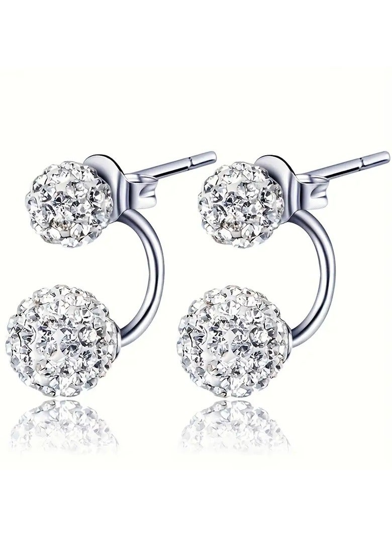 Home Clearance Sale Elegant Double Ball Sparkle Stud Earrings - Fashionable Double Ball Sparkle Earrings, The First Choice For Women's Daily And Holiday Wear  - Image 4