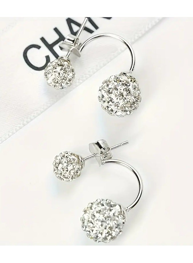 Home Clearance Sale Elegant Double Ball Sparkle Stud Earrings - Fashionable Double Ball Sparkle Earrings, The First Choice For Women's Daily And Holiday Wear  - Image 5