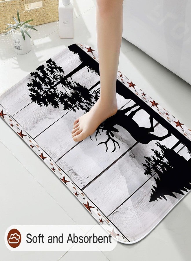 Litabel 4 Pcs Rustic Forest Deer Shower Curtain Set with Non-Slip Rugs, Toilet Lid Cover and Bath Mat, Wooden Country Bathroom Decor Set with Shower Curtain and Rugs(Hooks Not Included) - Image 5