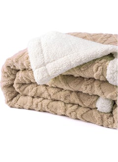 Jacquard Sherpa Blanket Super King Size Faux Fur Bed Blanket 220x240cm Flannel Fleece Reversible Blanket Double Size Warm and Plush Throw Blanket Beige - pzsku/ZFBEAA55968EB414716F5Z/45/_/1723449925/8df9c484-4cbb-408d-bc38-db6edec016c2