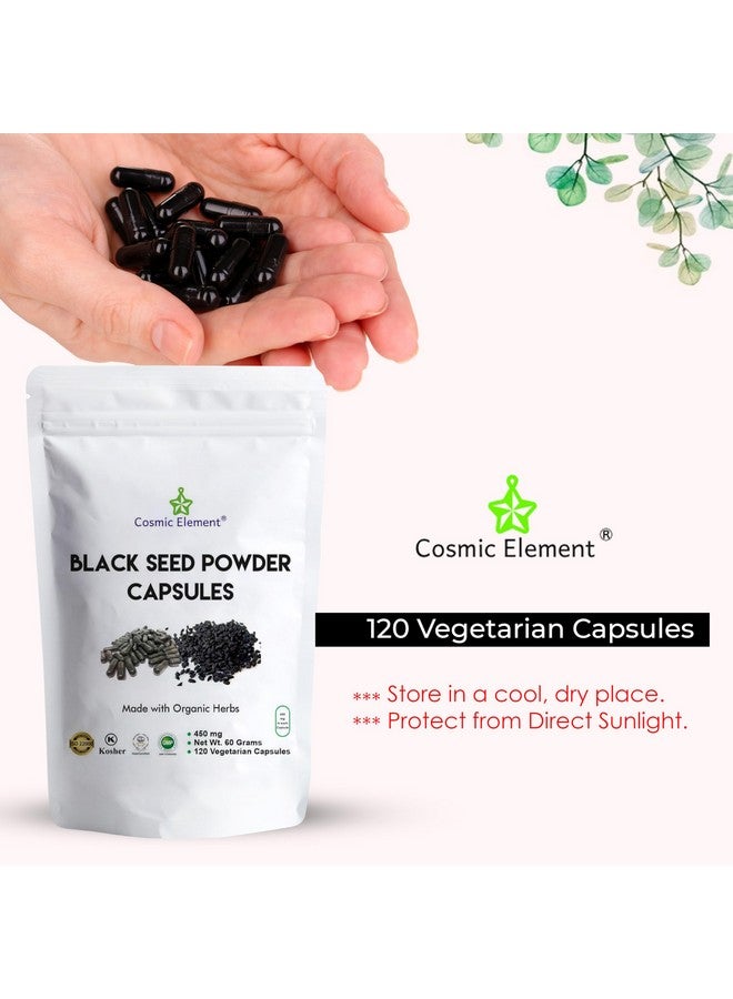 Cosmic Element 100% Pure Black Seed Powder Capsules Organic - Vegan Nigella Sativa 450mg Black Cumin Seeds per Serving for Health - 120 Capsules - Image 5
