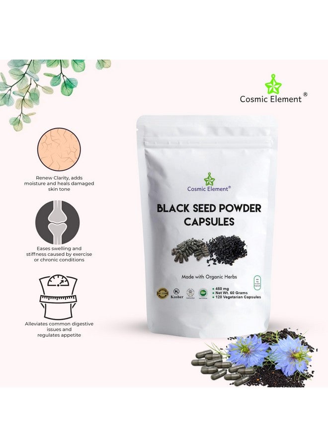 Cosmic Element 100% Pure Black Seed Powder Capsules Organic - Vegan Nigella Sativa 450mg Black Cumin Seeds per Serving for Health - 120 Capsules - Image 4
