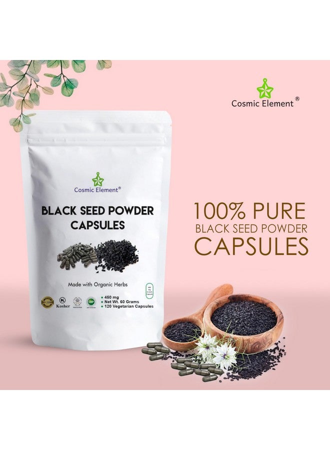 Cosmic Element 100% Pure Black Seed Powder Capsules Organic - Vegan Nigella Sativa 450mg Black Cumin Seeds per Serving for Health - 120 Capsules - Image 2