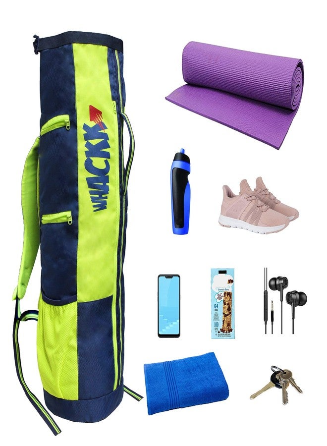 WHACKK Brute Unisex Yoga Aerobics Gym Mat Bags Air Ventilated Pocket for Shoes, Front & Top Open, Carry Way with 3-Way Options i.e. Backpack, Holdable or with a Loop (Navy Blue) - Image 4