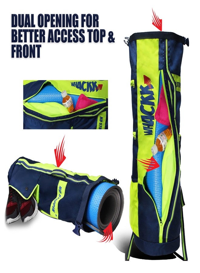 WHACKK Brute Unisex Yoga Aerobics Gym Mat Bags Air Ventilated Pocket for Shoes, Front & Top Open, Carry Way with 3-Way Options i.e. Backpack, Holdable or with a Loop (Navy Blue) - Image 3