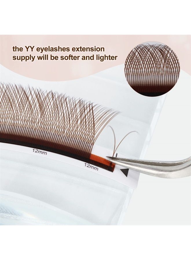 ACTROL YY Eyelashes Extension Lashes Brown C Curl 0.07mm 8-15mm Mixed Lash Volume Extension Easy Fans Y Shaped Premade Soft Eyelashes Supply - Image 2