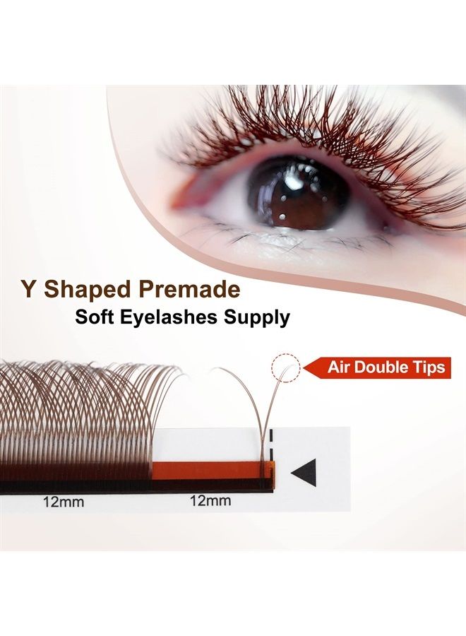 ACTROL YY Eyelashes Extension Lashes Brown C Curl 0.07mm 8-15mm Mixed Lash Volume Extension Easy Fans Y Shaped Premade Soft Eyelashes Supply - Image 3
