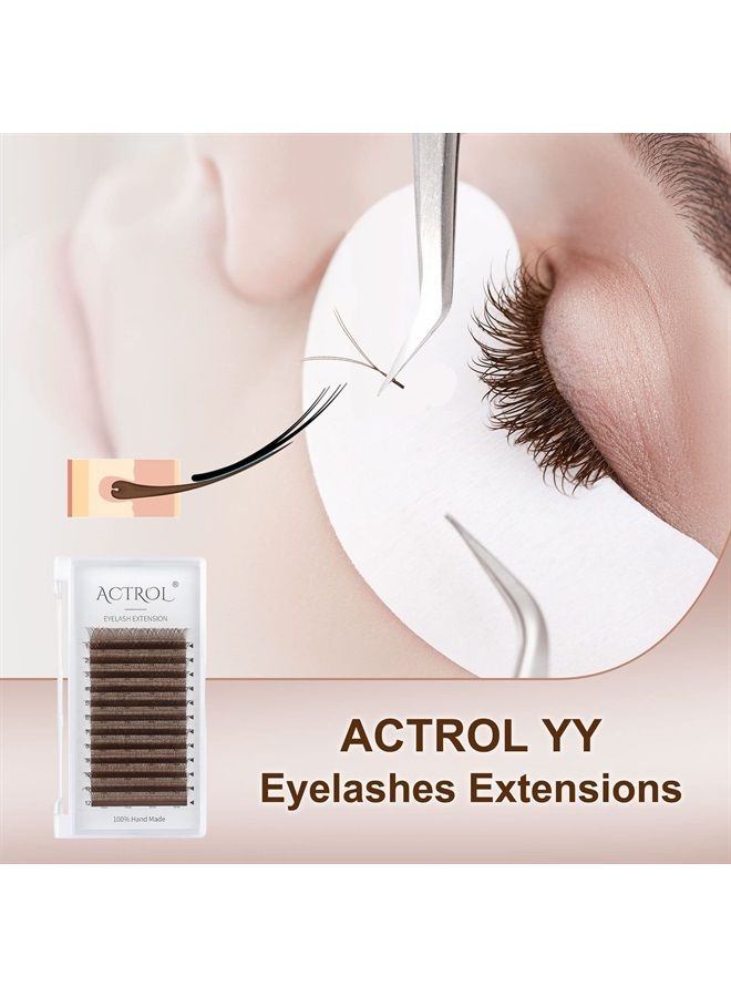 ACTROL YY Eyelashes Extension Lashes Brown C Curl 0.07mm 8-15mm Mixed Lash Volume Extension Easy Fans Y Shaped Premade Soft Eyelashes Supply - Image 1
