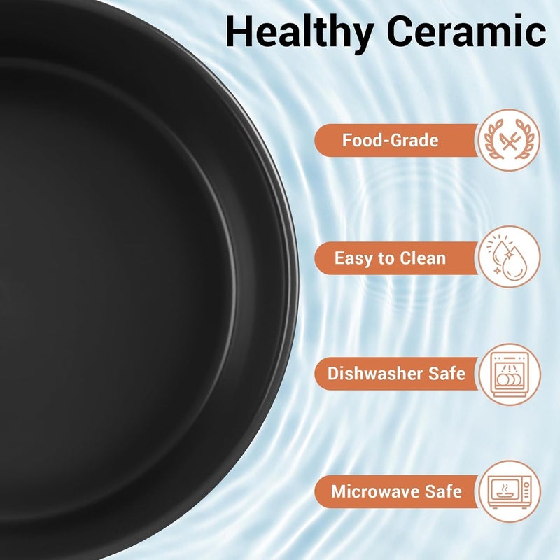 Kitwinney Elevated Dog Bowls, Ceramic Raised Dog Bowl Set with Anti-Slip and Non-Tip Metal Stand, 2 Pack Pet Food and Water Feeding Bowls for Small and Medium Dogs (Black,7.6 Cups) - Image 5