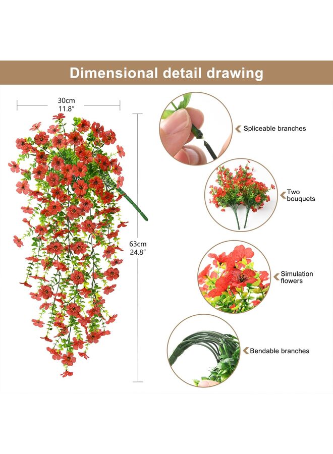 قطعتان من الزهور الاصطناعية الخريفية لتزيين الحدائق الخارجية في فصل الخريف، زهور معلقة صناعية، ديكور خريفي خارجي - Image 2
