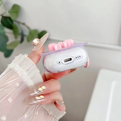 OTOPO Cute AirPods 4 Clear Case, Girly 3D Bow Design Soft TPU Protective Shockproof Kawaii Apple iPod 4th Generation Cover with Cleaner Kit & Keychain Girls Women - Image 4