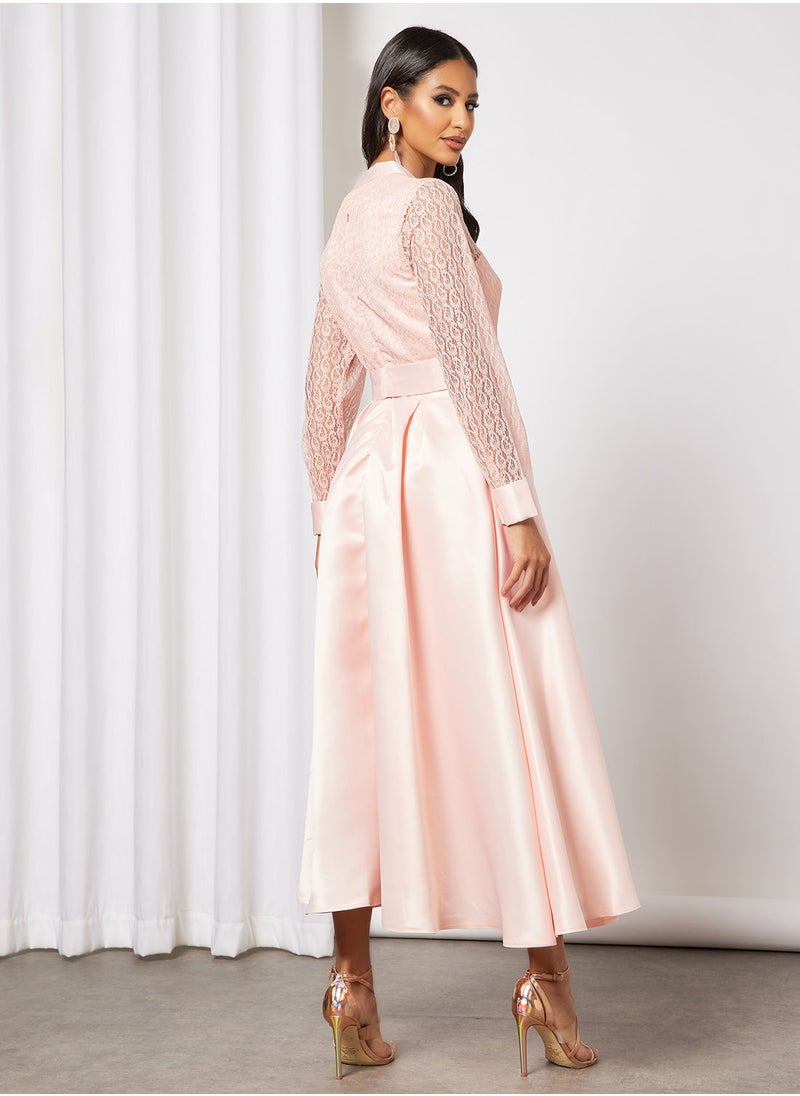 Zoey - Long Sleeved Lace Bodice Dress - Image 1