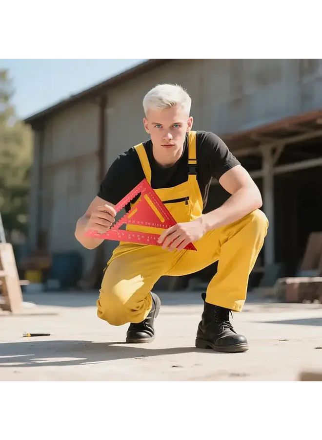 مثلث بناء ثقيل باللون الأحمر مقاس 12 بوصة، أداة قياس دقيقة من سبائك الألومنيوم - Image 2