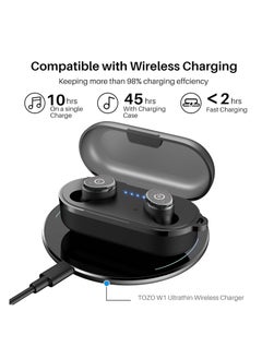 TOZO TOZO T10 (Classic Edition) Bluetooth 5.3 Wireless Earbuds with Wireless Charging Case IPX8 Waterproof Stereo Headphones in Ear Built in Mic Headset Premium Sound with Deep Bass for Sport Black  - Image 3