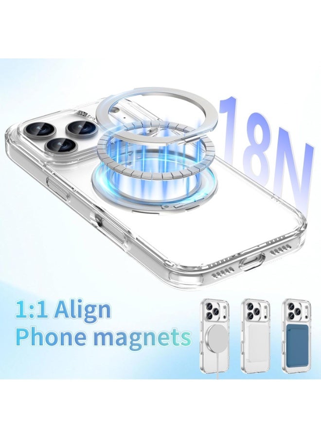 Transparent Magnetic Case for iPhone 17 Pro Max - Slim Shockproof Cover with 360° Ring Stand & MagSafe Support - Image 2
