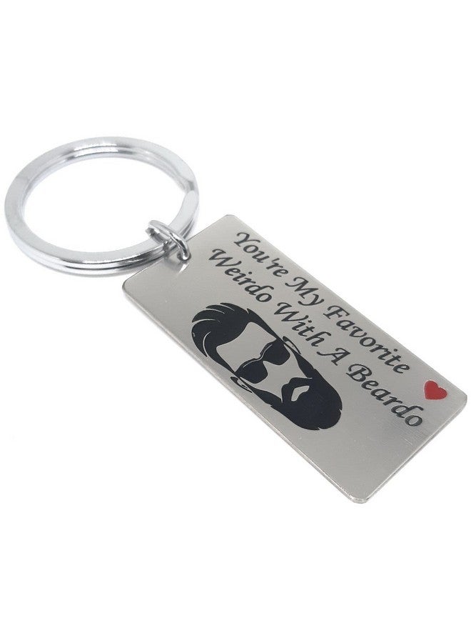 Aura Funny Romantic Valentines Birthday Gift Keyring Keychain For Husband Boyfriend Brother Men Boys With Beard Stainless Steel Silver Keychain - Image 1
