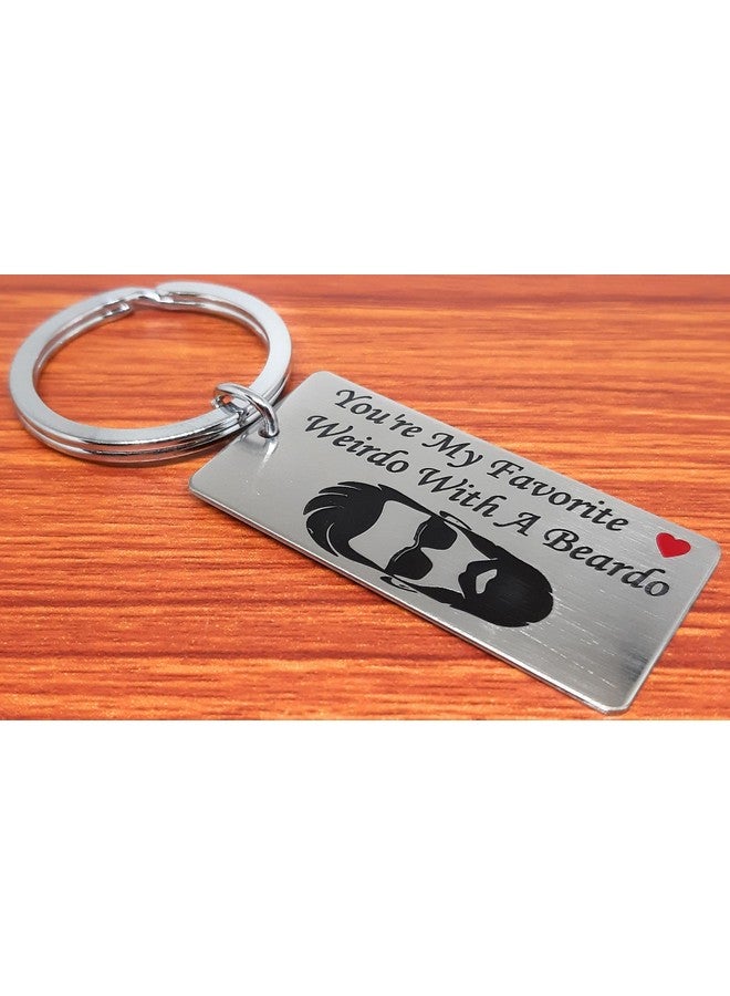 Aura Funny Romantic Valentines Birthday Gift Keyring Keychain For Husband Boyfriend Brother Men Boys With Beard Stainless Steel Silver Keychain - Image 4