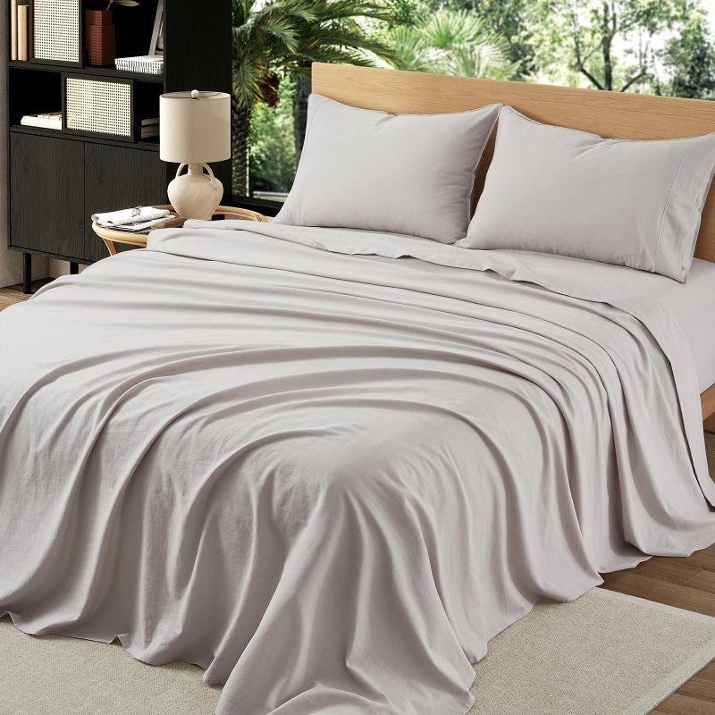OnlySet 4Pcs Organic Linen Sheets Full Size, 100% French Linen from Normandy, Breathable Natural Linen Full Sheet Set with 16 Inch Deep Pocket, 1 Flat Sheet, 1 Fitted Sheet, 2 Pillowcases - Image 3