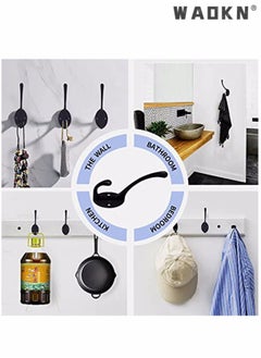 WAOKN 10 Pack Matte Black Coat Hooks Heavy Duty Dual Coat Hooks Wall Mounted Utility Black Not Rust Hooks for Coat, Robe, Scarf, Bag, Towel, Key, Hat and More, Include 20 Pieces Screws  - Image 5