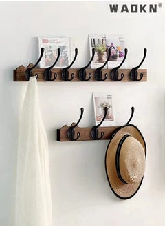 WAOKN 10 Pack Matte Black Coat Hooks Heavy Duty Dual Coat Hooks Wall Mounted Utility Black Not Rust Hooks for Coat, Robe, Scarf, Bag, Towel, Key, Hat and More, Include 20 Pieces Screws  - Image 2