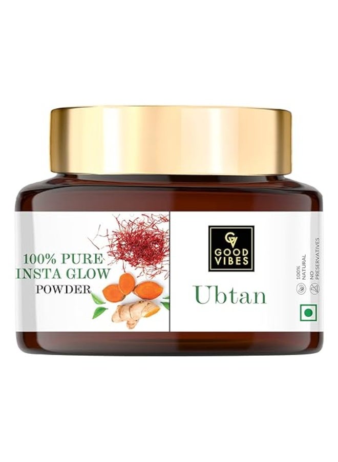 Good Vibes Ubtan 100% Pure Insta Glow Powder, 150 g | Detoxifying Cleansing Brightening Face Pack Powder For All Skin Types | With Turmeric, Saffron, Gram Flour | No Parabens, Sulphates & Mineral Oil - Image 1