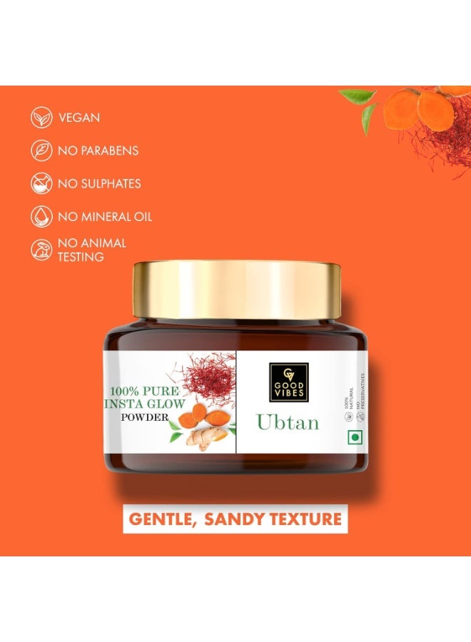 Good Vibes Ubtan 100% Pure Insta Glow Powder, 150 g | Detoxifying Cleansing Brightening Face Pack Powder For All Skin Types | With Turmeric, Saffron, Gram Flour | No Parabens, Sulphates & Mineral Oil - Image 2